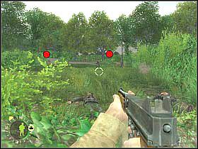 Po dotarciu do niewielkiego skrzyżowania skieruj swych ludzi na lewo od charakterystycznego płotu (pierwszy screen) - Dead Mans Corner (1) | Rozdział 9 | Brothers in Arms Road to Hill 30 - Brothers in Arms: Road to Hill 30 - poradnik do gry