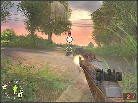 Zignoruj główną drogę albowiem w oddali znajduje się stanowisko maszynowe, z ominięciem którego miałbyś SPORE problemy - The Crack of Dawn (2) | Rozdział 10 | Brothers in Arms Road to Hill 30 - Brothers in Arms: Road to Hill 30 - poradnik do gry