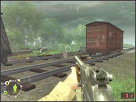 Czołg może podjechać nieco do przodu, ALE zwróć uwagę na to, iż za ukazanym na pierwszym screenie wagonem znajduje się działo, które będziesz musiał unieszkodliwić - Alternate Route (3) | Rozdział 13 | Brothers in Arms Road to Hill 30 - Brothers in Arms: Road to Hill 30 - poradnik do gry