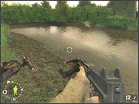 Podejdź od tyłu do ukazanego na pierwszym screenie operatora stanowiska maszynowego i zastrzel go - Purple Heart Lane (2) | Rozdział 14 | Brothers in Arms Road to Hill 30 - Brothers in Arms: Road to Hill 30 - poradnik do gry