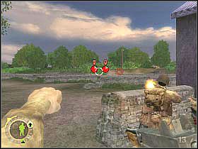 Przebiegnij SZYBKO w prawo i schowaj się za widocznym na pierwszym screenie murkiem - Coles Charge (2) | Rozdział 15 | Brothers in Arms Road to Hill 30 - Brothers in Arms: Road to Hill 30 - poradnik do gry