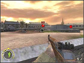 Skieruj się w stronę ukazanego na pierwszym screenie większego budynku - Push into Carentan (2) | Rozdział 17 | Brothers in Arms Road to Hill 30 - Brothers in Arms: Road to Hill 30 - poradnik do gry
