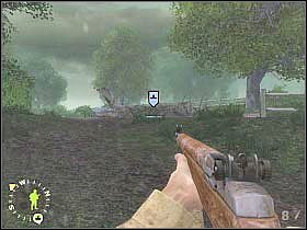 AT rozstaw natomiast pomiędzy widocznymi po prawej stronie ekranu drzewami (pierwszy screen) - No Better Spot to Die (1) | Rozdział 19 | Brothers in Arms Road to Hill 30 - Brothers in Arms: Road to Hill 30 - poradnik do gry