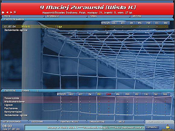 Profil piłkarza - strona czwarta - Profil piłkarza - Championship Manager 5 - poradnik do gry