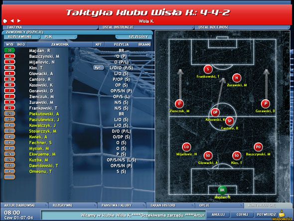 Ekran taktyczny - Ekran taktyczny - Taktyka - Championship Manager 5 - poradnik do gry