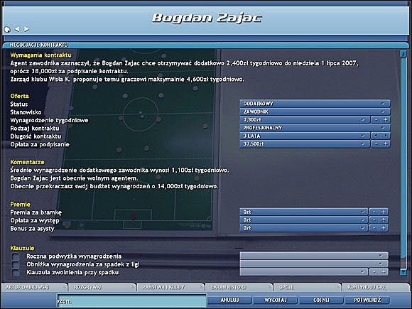 Negocjacje kontraktowe - Negocjacje transferowe - Transfery - Championship Manager 5 - poradnik do gry