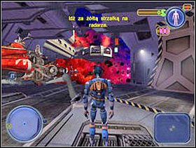 Po prologu znajdziesz się na Stacji Orbitalnej Chimera. Skieruj się w lewo do drzwi (żółta strzałka na radarze) - Solucja 01 - Scrapland - poradnik do gry