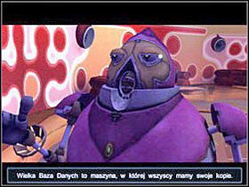 Gdy wejdziesz do Recepcji rozpocznie się animacji i przywitają Cię Biskupi. Wytłumaczą Ci, czym jest i jak działa Wielka Baza Danych. - Solucja 01 - Scrapland - poradnik do gry