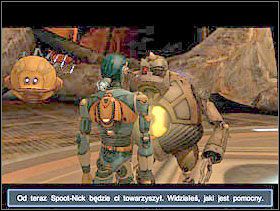Zanim odlecisz, Rudy podaruje Ci Spoot-Nicka, a ten robot będzie przenosił od tej pory Twój statek, a później statki za Tobą, umożliwiając Ci w ten sposób swobodne ich zmienianie w razie potrzeby. - Solucja 02 - Scrapland - poradnik do gry