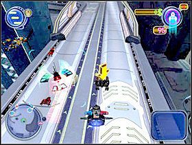 Aktualnie znajdujesz się w Śródmieściu, skieruj się na start wyścigu i po prostu go wygraj. Wygrywa ta osoba, która pierwsza zbierze 15 boi. - Solucja 04 - Scrapland - poradnik do gry