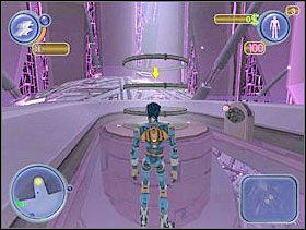 W Świątyni kieruj się za żółtą strzałką na radarze, użyj teleportu. - Solucja 05 - Scrapland - poradnik do gry