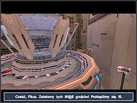 Zadzwonią do ciebie koledzy Fikusa, masz im pomóc zabić 15 biurasów. Zrób to, po czym wróć na Posterunek, cały czas zmieniony w Copa. - Solucja 07 - Scrapland - poradnik do gry