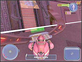 Teraz odłóż ją na miejsce. Kieruj się za żółtą strzałką na Twoim radarze, zaparkuj i odłóż matrycę (restore matrix). - Solucja 16 - Scrapland - poradnik do gry