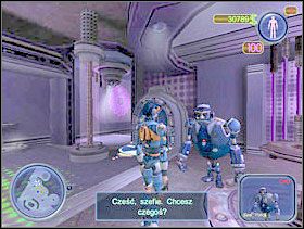 Teraz udaj się do Szefa Policji. Porozmawiaj z nim. Musisz wyświadczyć mu przysługę - wziąć udział w super szalonym zakładzie z bankierami i sfotografować plany ich pojazdu i silnika. - Solucja 09 - Scrapland - poradnik do gry