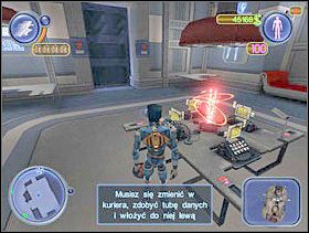 Skieruj się do komunikatora i zadzwoń do Głębokiego Gardła. Nie wejdziesz do celi człowieka bez przepustki. Musisz się zmienić w Kuriera , zdobyć tubę danych i włożyć tam lewą przepustkę. - Solucja 18 - Scrapland - poradnik do gry