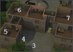 Jak najszybciej, unikając wdawania się w walkę, wpadnij do budynku (4 ) i wbiegnij po schodach (5 ) na piętro - [Alianci] (Brandenburgia) Niemiecka posiadłość | Silent Storm - Silent Storm - poradnik do gry