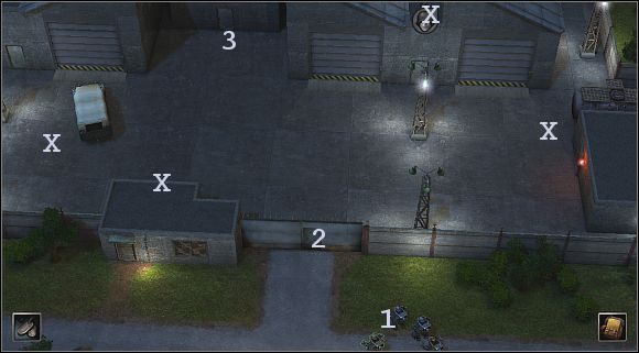 Zaczynasz (1 ) przed bramą i chwilowo nie powinieneś być niepokojony przez wrogów - [Alianci] (Szwajcaria) Fabryka Bergera (1) | Silent Storm - Silent Storm - poradnik do gry