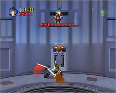 W bezpośredniej walce najłatwiej pokonać Sitha ciosem z wyskoku, na który nie potrafi odpowiednio zareagować - [E1] Chapter 6 - Darth Maul - LEGO Star Wars - poradnik do gry