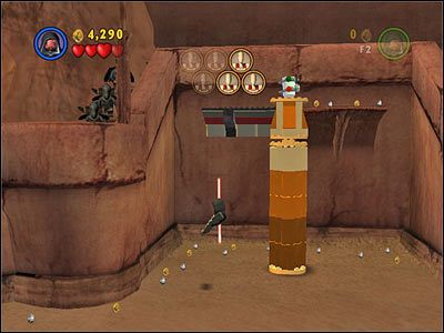 W miejscu widocznym powyżej, użyj Mocy na segmentach kolumny, by ułożyć je właśnie w takiej kolejności - [E2] Chapter 3 - Kanistry 6-10 - LEGO Star Wars - poradnik do gry