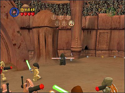 Kanister schowany jest za kolumną, na prawo od głównego wejścia na arenę - [E2] Chapter 3 - Kanistry 6-10 - LEGO Star Wars - poradnik do gry