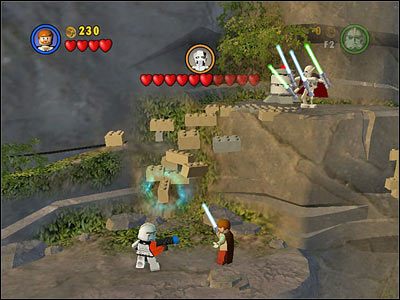 Gdy Grevious ucieknie por raz wtóry, skonstruuj mały podest z klocków widocznych na screenie i wskocz na niego szturmowcem - [E3] Chapter 3 - General Grevious - LEGO Star Wars - poradnik do gry