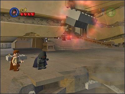 Spośród odstających z załamanego końca placu klocków musisz wyłowić te, które po użyciu na nich Mocy przeniosą się na środek i posłużą jako platforma dla Jar-Jara - [E3] Chapter 5 - Kanistry 1-4 - LEGO Star Wars - poradnik do gry