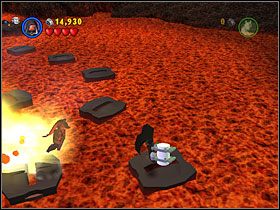 Dwa kanistry znajdują się na wysepkach na jeziorze magmy - jeden po lewej, drugi po prawej stronie od punktu wyjścia - [E3] Chapter 6 - Kanistry 6-10 - LEGO Star Wars - poradnik do gry