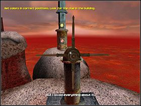 Na poszczególnych wyspach, kręcąc owym kołem, ustawiłem światła w odpowiedniej kolejności, zgodnie ze wskazówką z książki - 25 CORABANTI cz.4 | Sentinel Strażnik Grobowca - Sentinel: Strażnik Grobowca - poradnik do gry