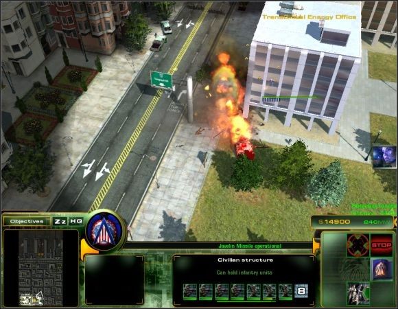 Teraz wystarcz już tylko czekać i patrzeć, jak wrogie pojazdy wjeżdżają prosto w paszczę lwa [screen] - Misja 5 | Misje 1-5 | Act of War Direct Action - Act of War: Direct Action - poradnik do gry