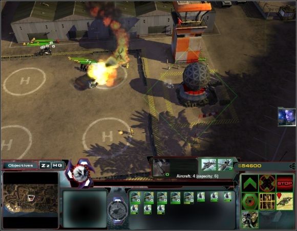 Udaj się piechotą w kierunku stacji radarowej wroga [10] i po uporaniu się z nielicznymi siłami przeciwnika, zniszcz główny budynek [screen] - Misja 6 | Misje 6-10 | Act of War Direct Action - Act of War: Direct Action - poradnik do gry