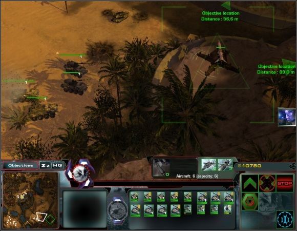 Jeśli zaczyna brakować ci funduszy, wyślij pojazdy budownicze na północny zachód i postaw tam pompę wydobywczą, centrum wojskowe, rafinerię, a całość otocz kilkoma działami, które obronią cię przed atakami z powietrza - Misja 7 | Misje 6-10 | Act of War Direct Action - Act of War: Direct Action - poradnik do gry