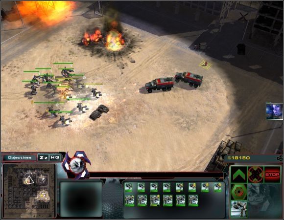 Pora na dalszą ofensywę, zbuduj jeszcze kilka SHIELDów i po ich zgrupowaniu, wyrusz wszystkimi na zachód w stronę terenu ze złożem ropy [5] - Misja 8 | Misje 6-10 | Act of War Direct Action - Act of War: Direct Action - poradnik do gry