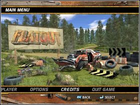 Menu główne, w którym wybierzemy tryb gry, ustalimy poziom detali czy dostosujemy odpowiedni układ klawiszy - Poradnik do gry - Instrukcja | FlatOut - FlatOut - poradnik do gry