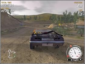 Pierwszy wiraż najlepiej ściąć, natomiast w przypadku drugiego takiego przejazdu nie polecam - Silver Class (2) | Trasy | FlatOut - FlatOut - poradnik do gry