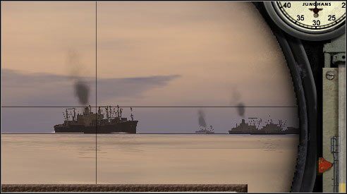 Odczytujemy też namiar na cel oraz notujemy czas tego pomiaru - Wyznaczenie odległości do celu | Atak i obrona w Silent Hunter 3 - Silent Hunter III - poradnik do gry