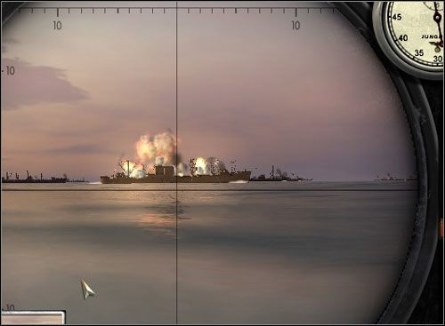 Oczywiście, jeśli w pobliżu czai się eskorta, to nie powinno się narażać na niebezpieczeństwo i spokojnie sobie obserwować agonii trafionego statku - PAL!!! | Atak i obrona w Silent Hunter 3 - Silent Hunter III - poradnik do gry