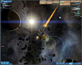 Ustawiamy silniki na 200% i lecimy w kierunku pierwszego z przeciwników - Misja 3 - OSEC Encounter | Kampania 1 | Nexus The Jupiter Incident - Nexus: The Jupiter Incident - poradnik do gry