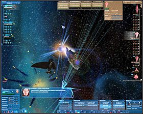 Szybko kończymy skanowanie Starblazera - po czym wydajemy polecenie ucieczki (f4) od najbliższego statku vardraków- i czekamy aż przeleci cały dialog - Misja 20 - Alpha Gate | Kampania 5 | Nexus The Jupiter Incident - Nexus: The Jupiter Incident - poradnik do gry