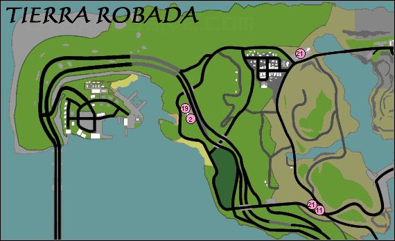 Lokalizacja pojazdów eksportowych w Tierra Robada - Export - Mapy (1) | Zadania dodatkowe w GTA San Andreas - Grand Theft Auto: San Andreas - poradnik do gry