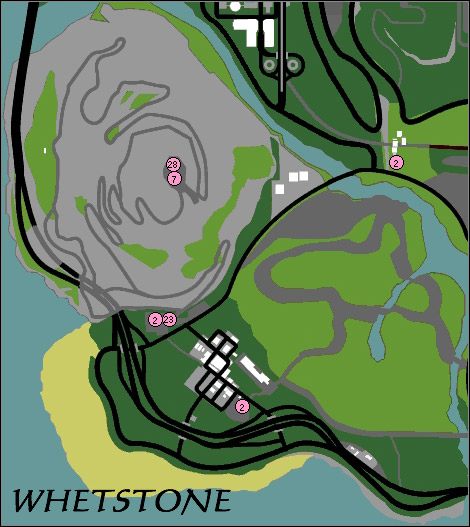 Lokalizacja pojazdów eksportowych w Whetstone - Export - Mapy (2) | Zadania dodatkowe w GTA San Andreas - Grand Theft Auto: San Andreas - poradnik do gry