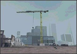 Lewą gałką analoga sterujesz obrotem ramienia i przesuwem wzdłużnym trawersy dźwigu, przyciskami zaś opuszczanie/podnoszenie liny z ciężarem - GTA San Andreas: Garaż CJ-a (CJ) - San Fierro, solucja, opis przejścia - GTA San Andreas - poradnik do gry