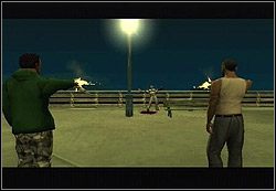 Staraj się nie wdawać w strzelaninę, tylko wparuj na taras, gdzie znajduje się Mendez - GTA San Andreas: Triada (czerwony znak Triady) - San Fierro, solucja - GTA San Andreas - poradnik do gry