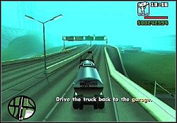 Ciężarówka pędzi autostradą wzdłuż Garver Bridge do placówki w Faster Valley i na tym odcinku musicie ją dorwać - GTA San Andreas: Toreno (T) - Tierra Robada, solucja, opis przejścia - GTA San Andreas - poradnik do gry