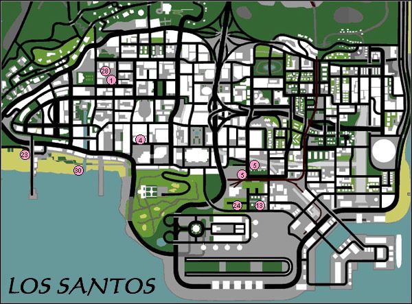 Lokalizacja pojazdów eksportowych w Los Santos - GTA San Andreas: Export, kradzież pojazdów - solucja, opis przejścia - GTA San Andreas - poradnik do gry