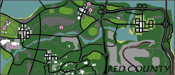 Lokalizacja pojazdów eksportowych w Red County - GTA San Andreas: Export, kradzież pojazdów - solucja, opis przejścia - GTA San Andreas - poradnik do gry