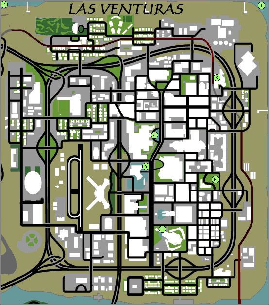 Lokalizacja miejsc występowania ostryg w Las Venturas - GTA San Andreas: Ostrygi (Oysters) - mapy Las Venturas i Red County - GTA San Andreas - poradnik do gry