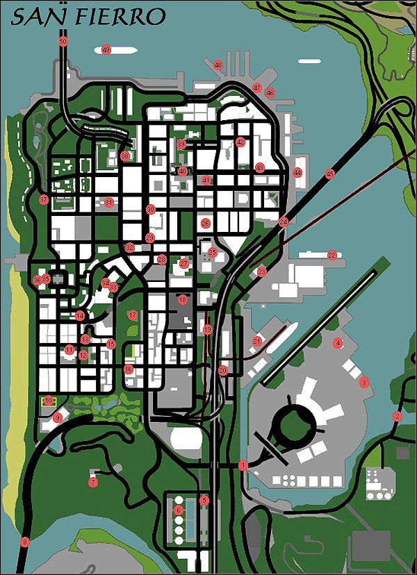 Lokalizacja miejsc do sfotografowania w San Fierro - GTA San Andreas: Zdjęcia (Photo Ops) - lista wszystkich - GTA San Andreas - poradnik do gry
