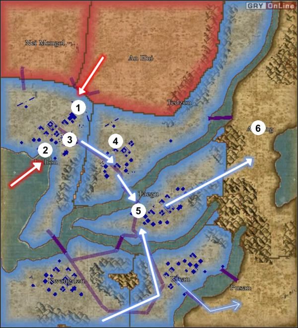 Twoje pierwsze zadanie będzie polegało na utrzymaniu terytoria Inchonu dotąd, aż dziesięciu obywateli (mają żółty kolor) dotrze bezpiecznie na południe, do Kwangdzu - [Korea] Misja 3 cz.1 w Empire Earth II - Empire Earth II - poradnik do gry