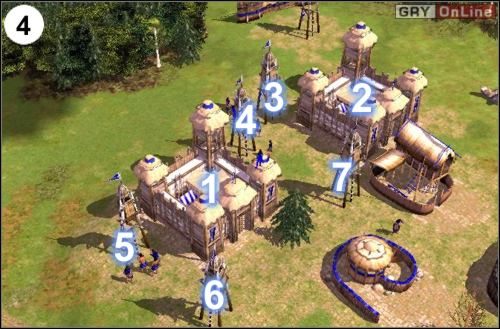 Musisz wybudować dwie fortece - [1], [2] - oraz maksymalną liczę wieżyczek - [3], [4], [5], [6] i [7] - [Korea] Misja 3 cz.2 w Empire Earth II - Empire Earth II - poradnik do gry