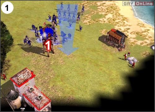 Na początku zniszcz wieżyczkę w [1], potem zacznij zabijać obywateli i niszczyć budynki - [Korea] Misja 8 cz.1 w Empire Earth II - Empire Earth II - poradnik do gry